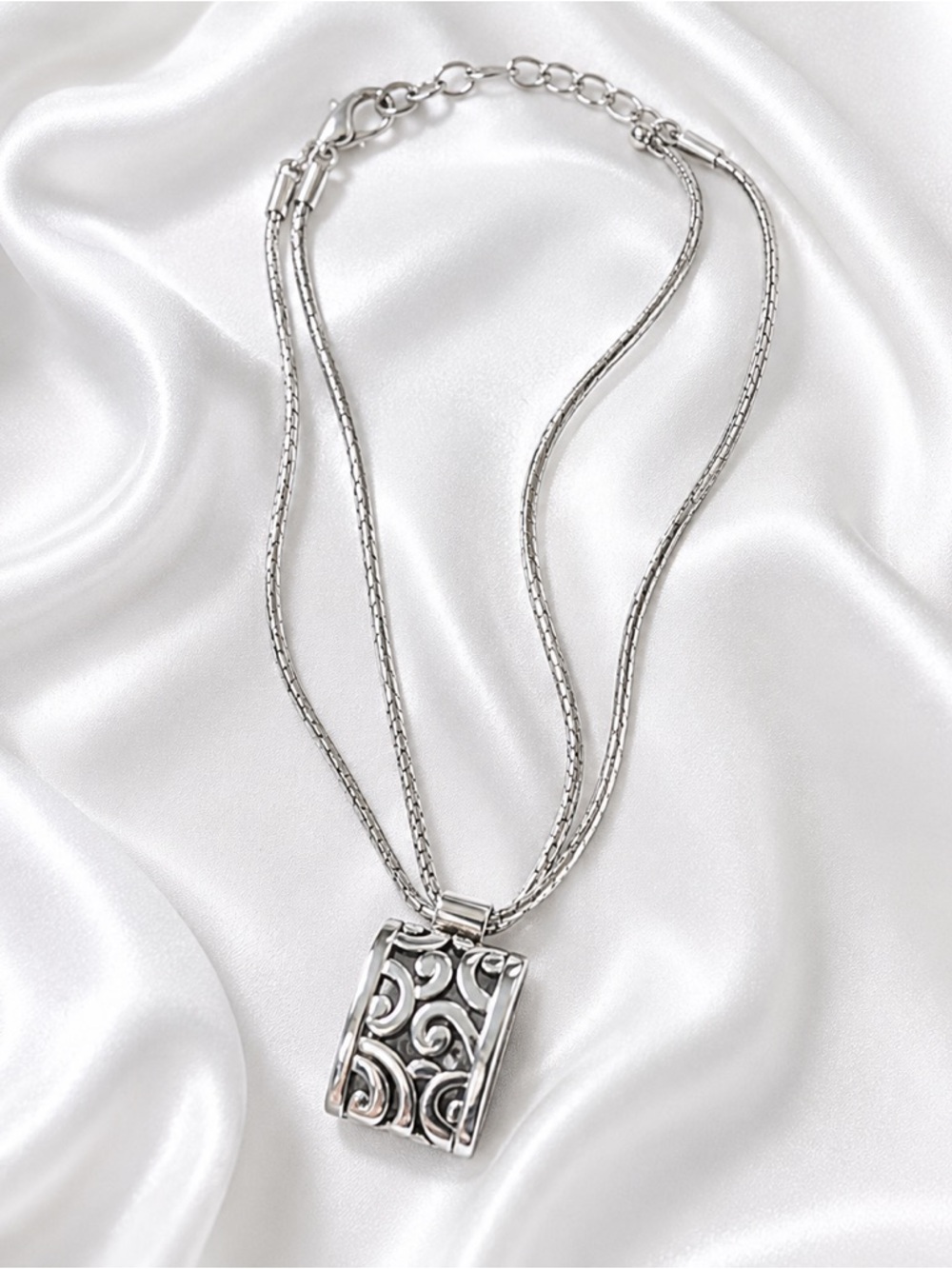 BRIGHTON Double Strand Deco Lace Pendant Necklace 16”-18" Chain EUC